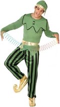 Kerst elf kostuum groen met gestreepte broek-Maat:XL