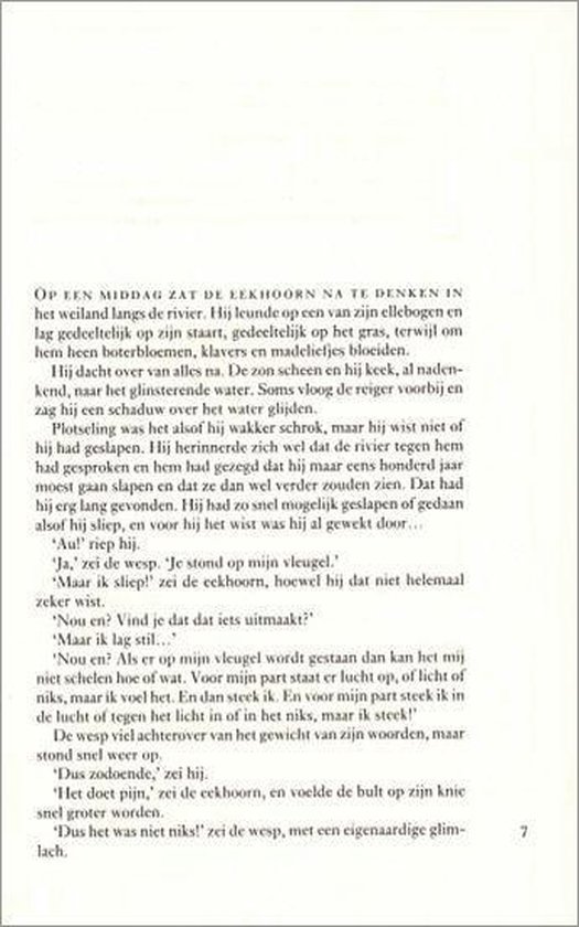 Tekstpagina met een illustratie van een eekhoorn.