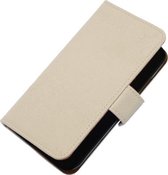 Wit Ribbel booktype wallet cover hoesje voor HTC One Max
