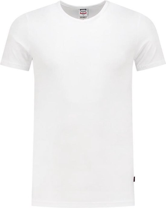 Tricorp 101012 T-Shirt Elasthanne Slim Fit Col V Wit taille L.