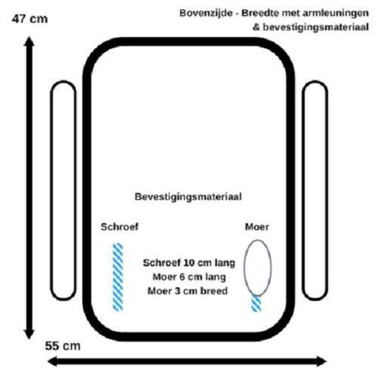 Toiletverhoger TSE 120 - met deksel en armleuningen - Zithoogte verstelbaar in 8,5 / 12 / 15,5 cm - Gemaakt in EU