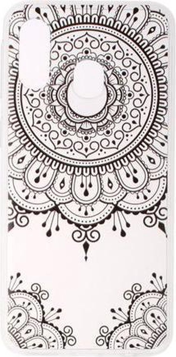 Shop4 - Samsung Galaxy A40 Hoesje - Zachte Back Case Mandala Zwart