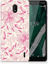 Nokia 1 Plus Uniek TPU Hoesje Pink Flowers
