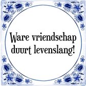 Tegeltje met Spreuk (Tegeltjeswijsheid): Ware vriendschap duurt levenslang! + Kado verpakking & Plakhanger