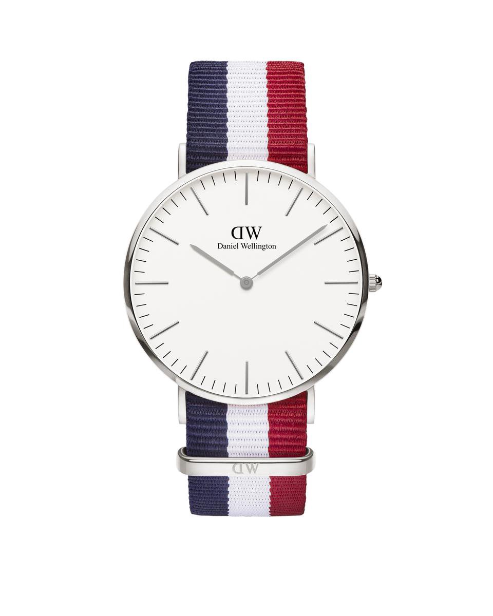 Daniel Wellington Classic Cambridge - Horloge - Blauw-Rood-Wi t- Ø 40 mm