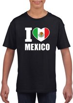 Zwart I love Mexico fan shirt kinderen 158/164