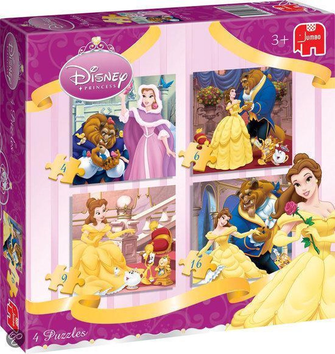Jumbo Disney Beauty and the Beast 4 in 1 - Puzzel - 16 stukjes | bol.com