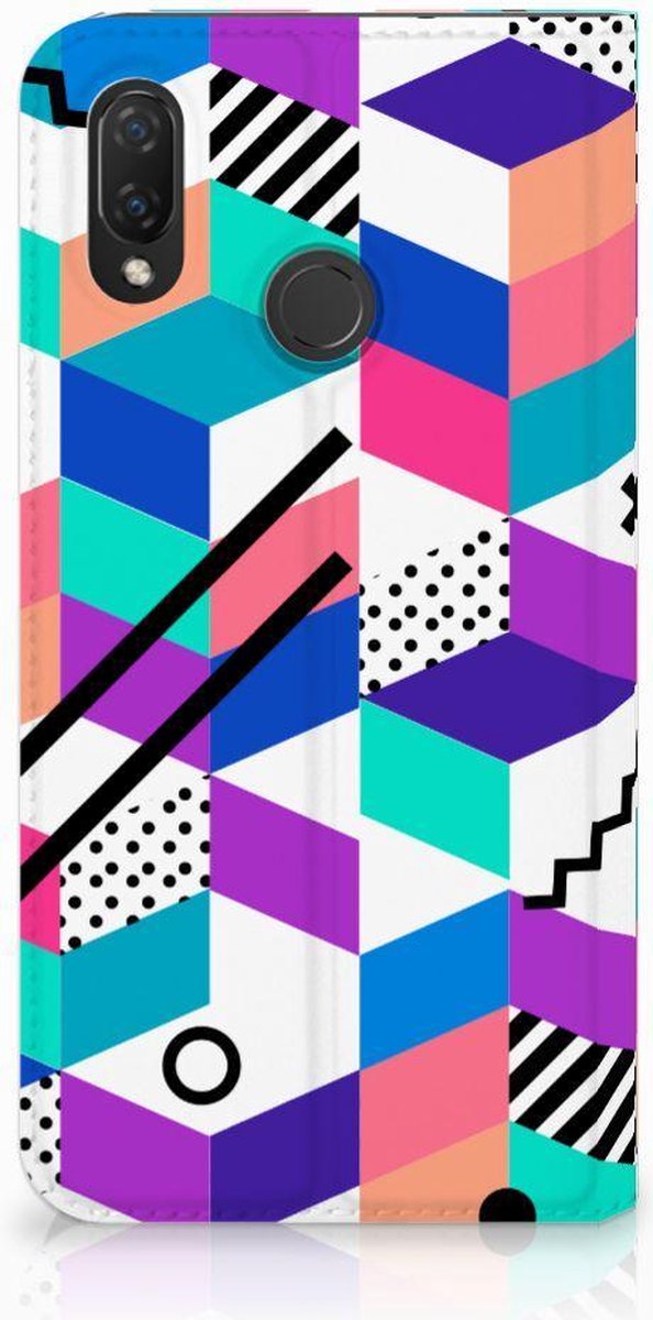 Huawei P Smart Plus Stand Case Blokken Kleurrijk