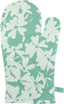 Stevige & Dikke Katoenen Ovenwant, Flowers - Groen / Wit 18 x 30 cm