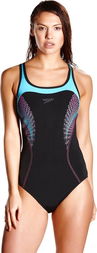 Speedo Endurance Speedfit Kickback Badpak - Maat 40 - Vrouwen -  zwart/blauw/roze | bol.com