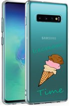Samsung Galaxy S10 Plus t ransparant siliconen hoesje- (Ice cream Time