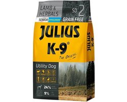 Julius K9 - Graanvrij en hypoallergeen hondenvoer - hondenbrokken op lam & aardappel basis - voor oudere honden - 10kg