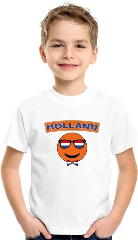 Holland coole smiley t-shirt wit kinderen 134/140