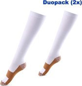 Duopack (2x) compressie sokken wit koper - Compressie kousen - Vliegtuig sokken - Steunkousen reis - Maat 42-46