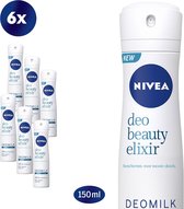 NIVEA Deo Beauty Elixir Fresh Deodorant Spray - 6 x 150ml - Anti-Transpirant Spray - Voordeelverpakking