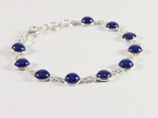 Bracelet à maillons en argent fin avec lapis lazuli