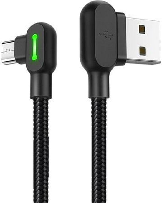CA-5770D – Micro-USB kabel, haaks contact, gevlochten, zwart – 0,5 meter |  bol.com