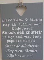 Tekstbord lieve papa en mama grijs