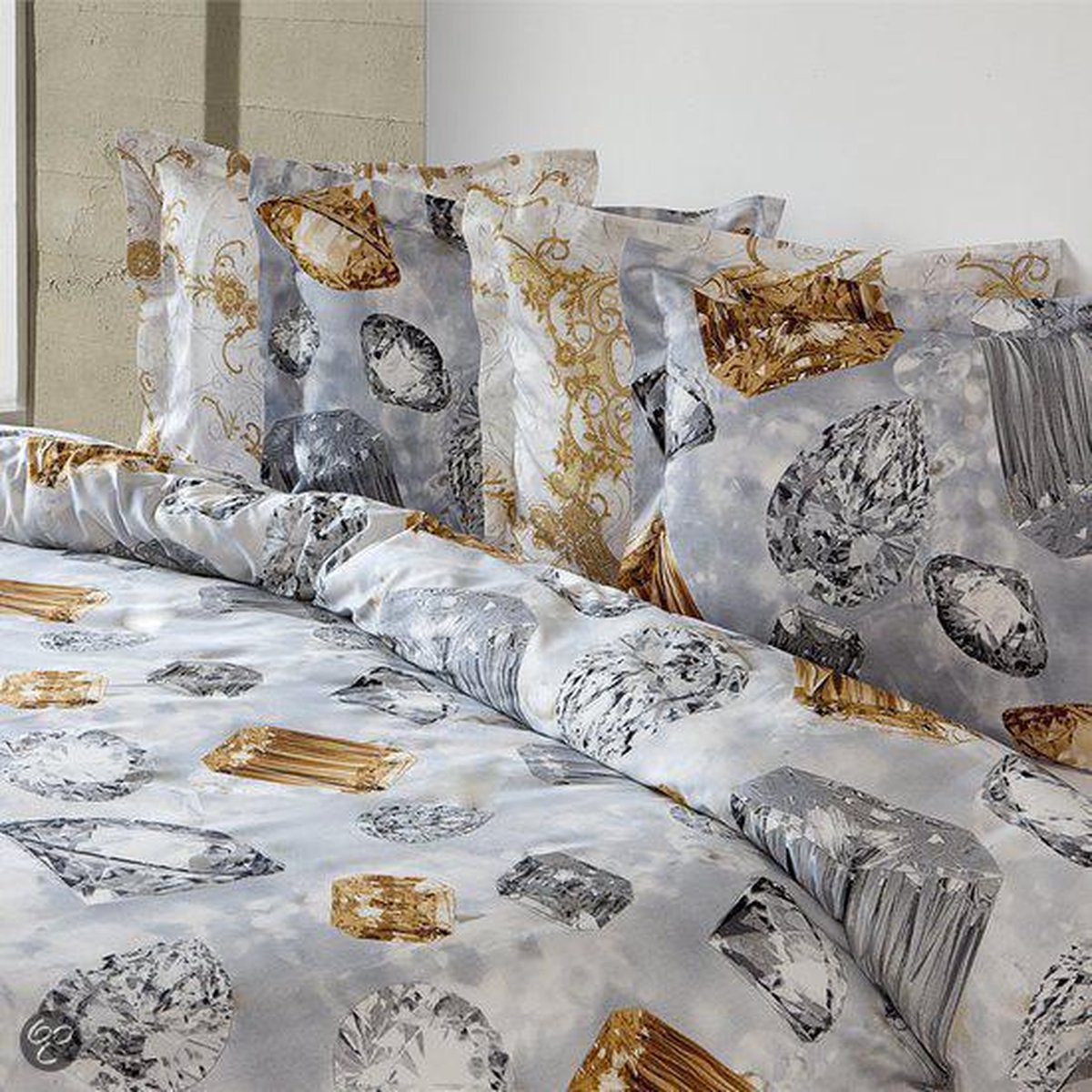 HNL Refined Diamonds Dekbedovertrek - Tweepersoons - 200x200/220 cm - Grijs