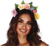 Halloween - Hippie/flower power helder zomers gekleurde verkleed bloemen diadeem/tiara voor dames