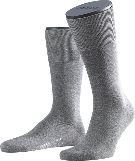 FALKE Airport warme ademende merinowol katoen sokken heren grijs - Matt 41-42