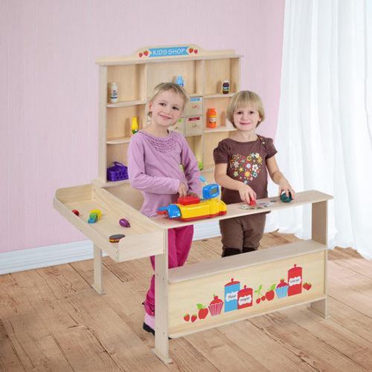 Kinderwinkeltje, houten speelwinkel, supermarkt, marktkraam,  speelgoedwinkel | bol.com