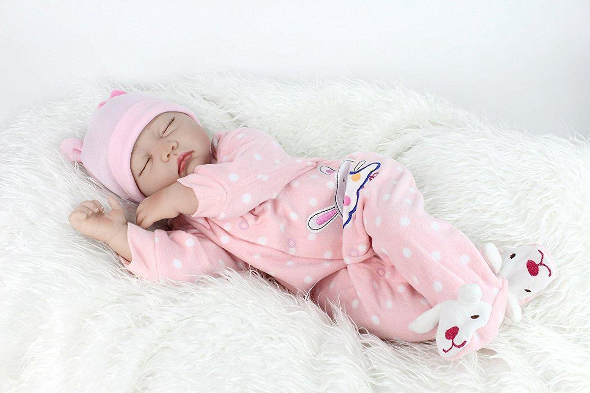 Sleeping pop (handgemaakt) met haar – slapende pop 55cm | bol.com