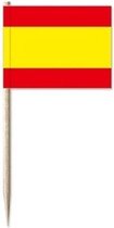 Cocktailprikkers Spanje 50 stuks vlaggetjes - Spaanse vlag prikkertjes