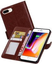 Hoesje Geschikt voor iPhone 7 / 8 Plus - Portemonnee hoesje booktype wallet case Bruin