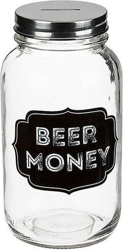 Glazen spaarpot bier geld sparen Beer Money 18 cm | bol.com