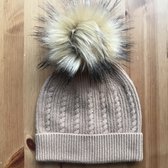 Cashmere/Wool Blend Small Cable Knitted Brown Hat