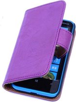 BestCases Stand Lila Luxe Echt Lederen Book Wallet Hoesje Nokia Lumia 900