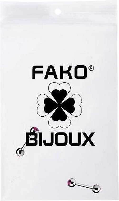 Fako Bijoux® - Piercing Barbell - Cristal - 12mm - Rose - 2 Pièces
