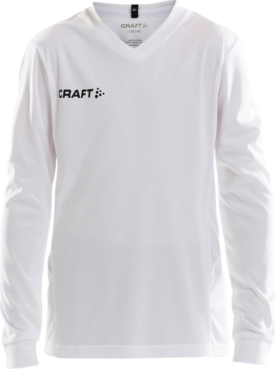 Craft Squad Jersey Solid LS Shirt Junior Sportshirt - Maat 134  - Unisex - wit/zwart Maat 134/140