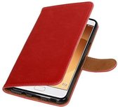 Zakelijke Book Case Telefoonhoesje Geschikt voor de Samsung Galaxy C9 - Portemonnee Hoesje - Pasjeshouder Wallet Case - Rood