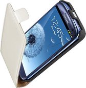 LELYCASE Lederen Cover Flip Case Voor Samsung Galaxy S3 NEO Wit