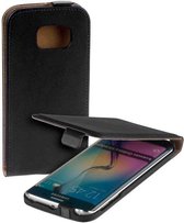 Zwart Eco Lederen Flip Case Cover Hoesje Samsung Galaxy S6 Edge