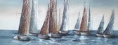 Schilderij - Handgeschilderd - Zeilboten op zee 150x60cm