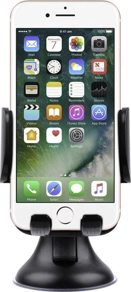 Shop4 - iPhone 7 Autohouder Instelbare Raamhouder Zwart