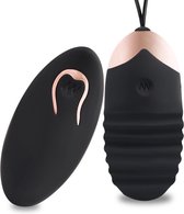 EZlove Geribbeld Vibratie Eitje voor extra stimulatie - 7.5cm - Zwart/Rose - Luxe uitstraling