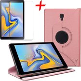 Samsung Galaxy Tab A 10.5 (2018) Hoesje 360 Graden Draaibaar Book Case Roségoud + Screenprotector Gehard Glas Tempered Glass van iCall