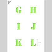QBIX Lettersjabloon G H I J K L A5 Formaat Kunststof - Hoogte letters 2,7cm