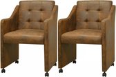 Eetkamerstoelen 2 stuks bruin 59 x 57,5 x 86,5 cm (incl. vloerviltjes)