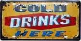 COLD DRINKS - FRIS - LIMONADE -  METALEN WANDBORD HORECA - MUURPLAAT VINTAGE RETRO WANDDECORATIE TEKST DECORATIEBORD RECLAME NOSTALGIE KOELE KOUDE DRANKJES - COLD DRINKS - 701