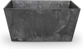 Bloempot/plantenpot balkonbak gerecycled kunststof/steenpoeder zwart dia 37 x 17 cm en hoogte 17 cm - Binnen en buiten gebruik