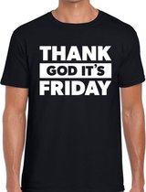 Thank god it is friday tekst t-shirt zwart heren L