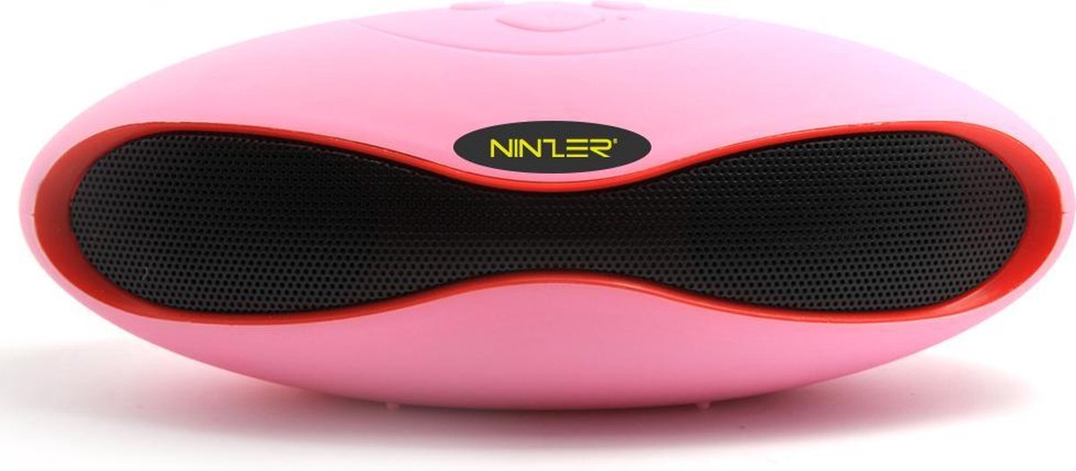 Ninzer Bluetooth Speaker met micro SD slot, USB poort en radio en ingebouwde microfoon | Roze