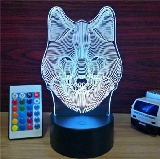 BLYEWALL 3D Led Lamp Wolf Dieren Color Change Nachtlamp Met  Afstandsbediening | bol.com