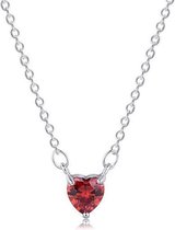 24/7 Jewelry Collection Rood Hart Ketting - Hartje - Diamant - Zilverkleurig