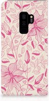Geschikt voor Samsung Galaxy S9 Plus Uniek Standcase Hoesje Pink Flowers